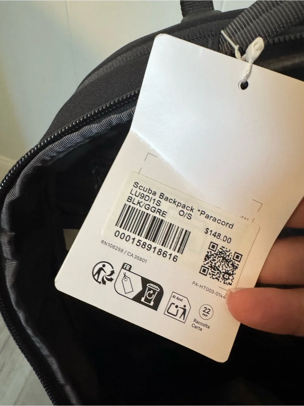 lululemon Men's Black scuba Backpack